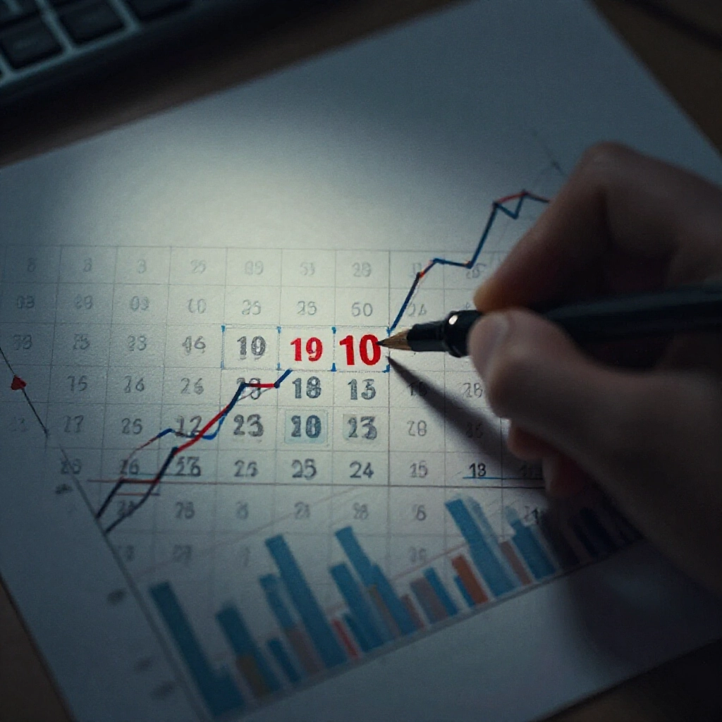 Graph of lottery omission trends with a number absent for 10 periods amid statistical bars and lines