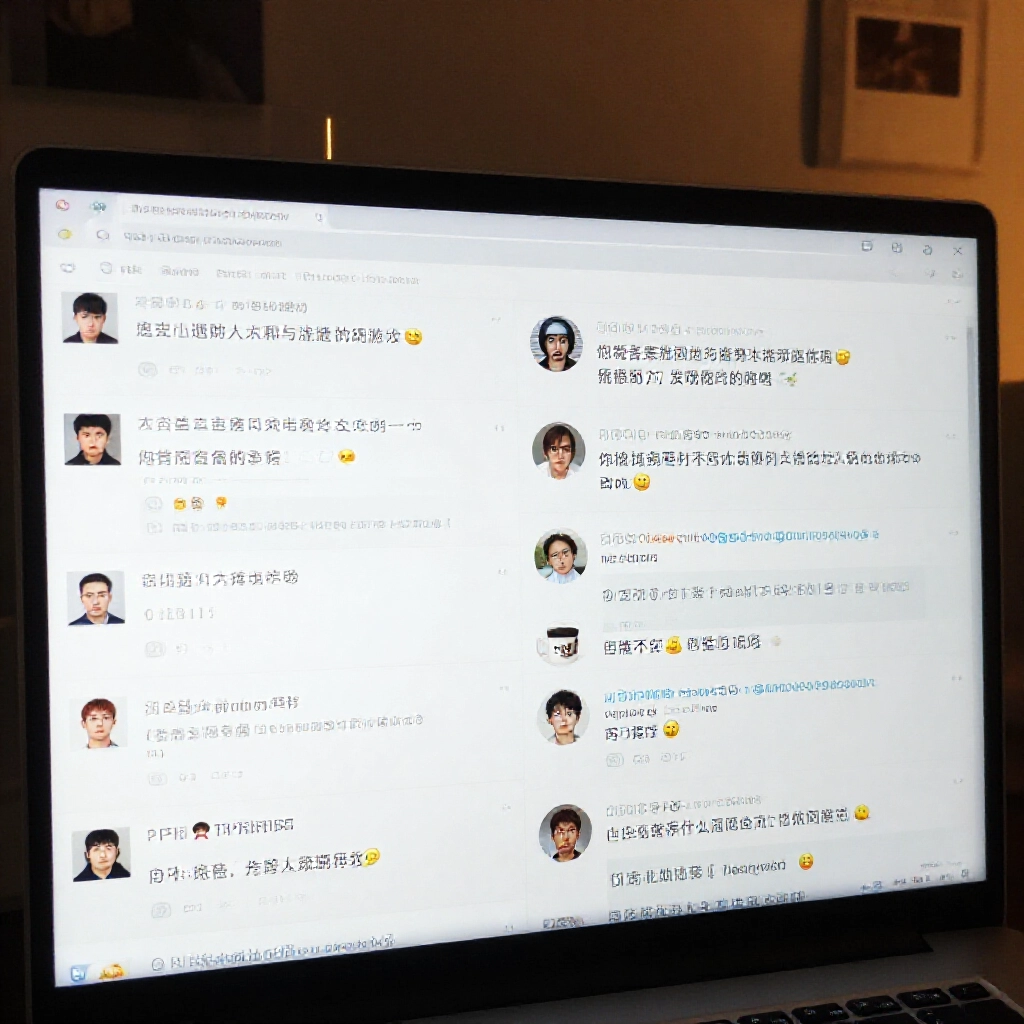 電腦螢幕上 PTT 論壇討論遊戲賺錢方案，鄉民貼文充滿懷疑，旁邊咖啡杯和沮喪玩家頭像，夜晚溫馨氛圍