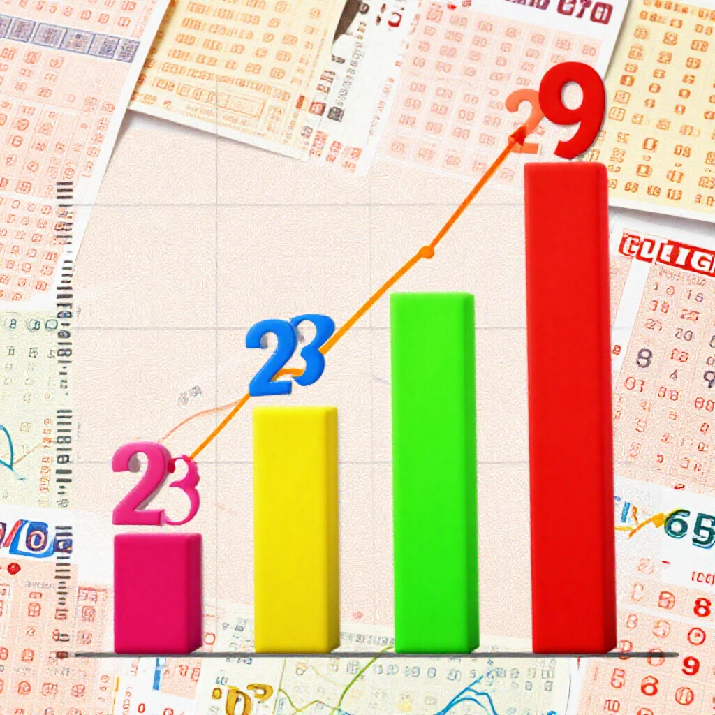 繽紛圖表顯示熱門配對如23與39，柱狀圖急升，背景有台灣彩券票與季節趨勢線