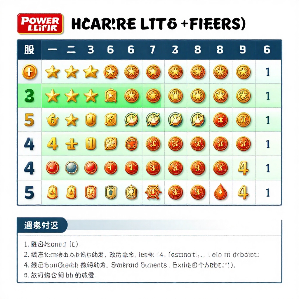 威力彩獎金等級圖解，彩色圖示顯示頭獎6+1、貳獎6+0等級與固定獎金細節