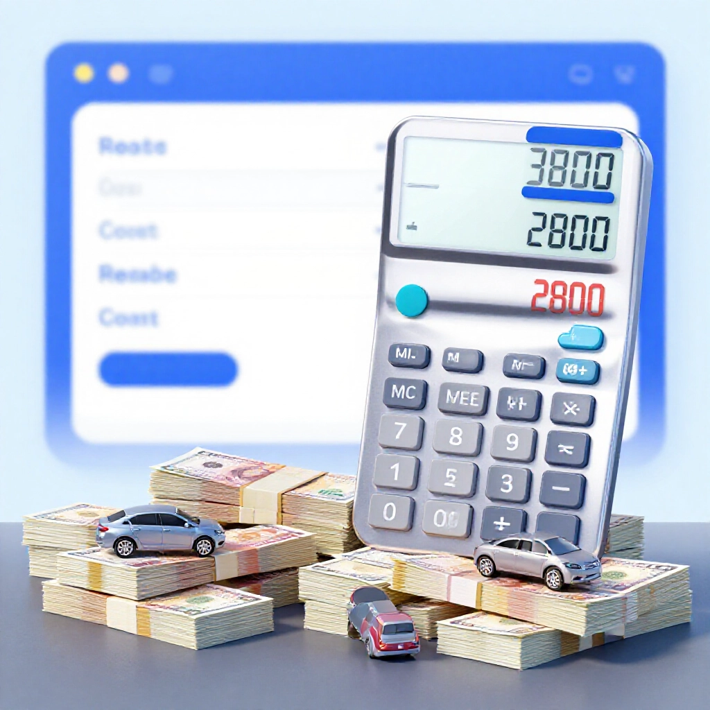計算機顯示3800減退水剩2800，旁邊堆1車、0.5車、0.1車現金，地下平台藍調介面，看起來專業
