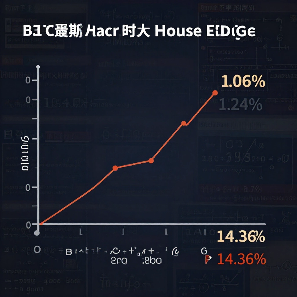 百家樂莊家優勢圖表，莊1.06%、閒1.24%、和14.36%，背景PTT討論與馬丁格爾策略